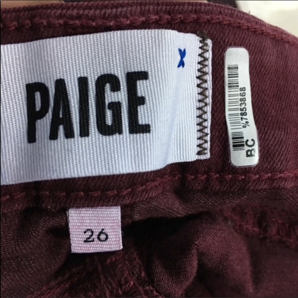 PAIGE JEANS BURGUNDY VERDUGO ULTRA SKINNY  SZ 26 - Picture 5 of 7